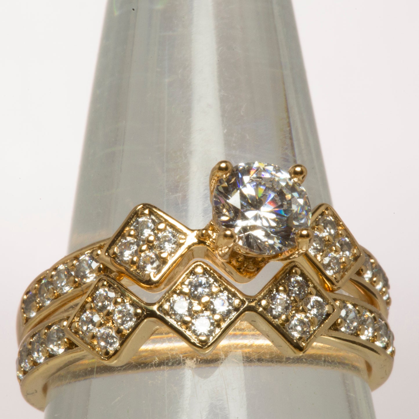 Pozlacený Slitinový Prsten s Bílým Emporia® Křišťálem