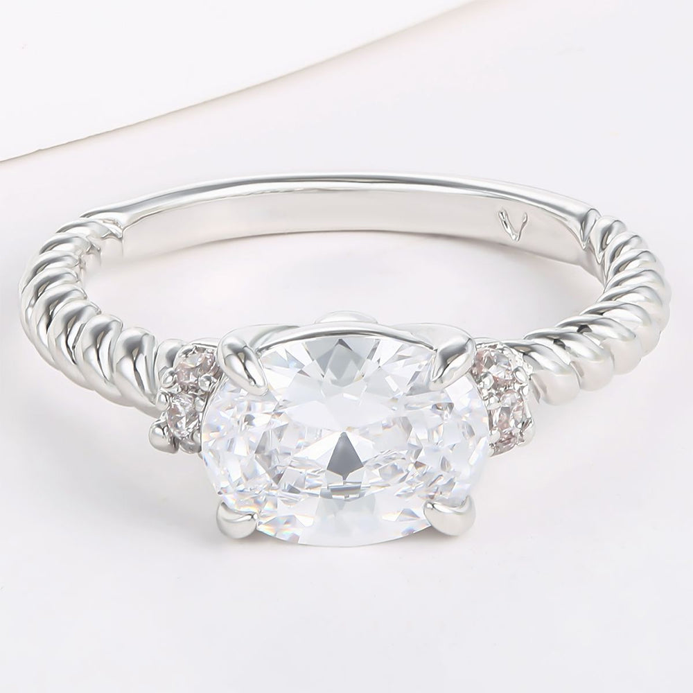Whitegold Tone Alloy Ring with White Emporia Crystals