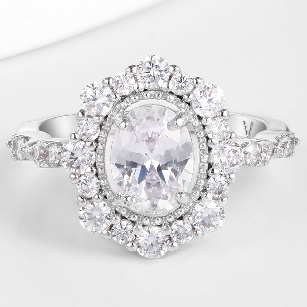 Whitegold Tone Alloy Ring with White Emporia Crystals