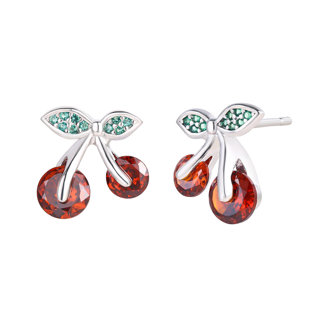 Whitegold Tone Alloy Earrings with Red and Green Emporia Crystals