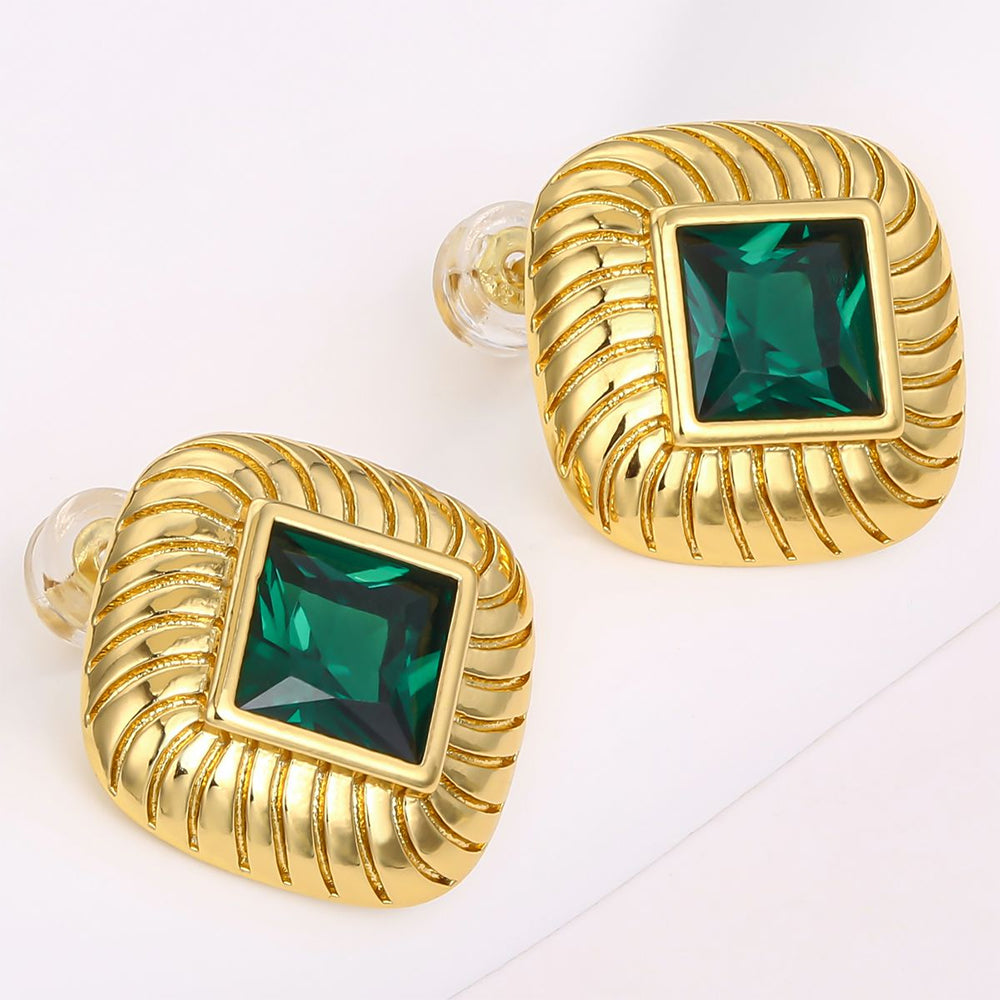 Pozlacené Slitinové Náušnice se Zeleným Emporia® Křišťálem