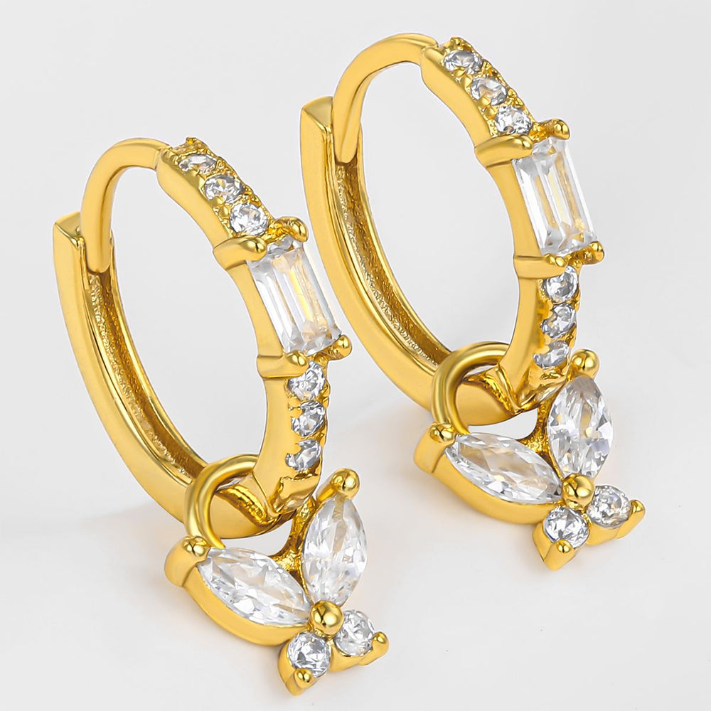 Pozlacené Slitinové Náušnice s Bílým Emporia® Křišťálem