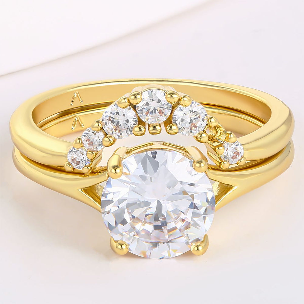 Pozlacený Slitinový Prsten s Bílým Emporia® Křišťálem