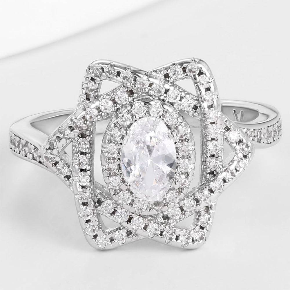 Pozlacený Slitinový Prsten s Bílým Emporia® Křišťálem