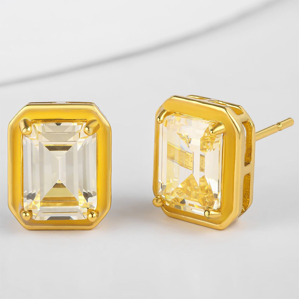 Pozlacené Slitinové Náušnice s Bílým Emporia® Křišťálem