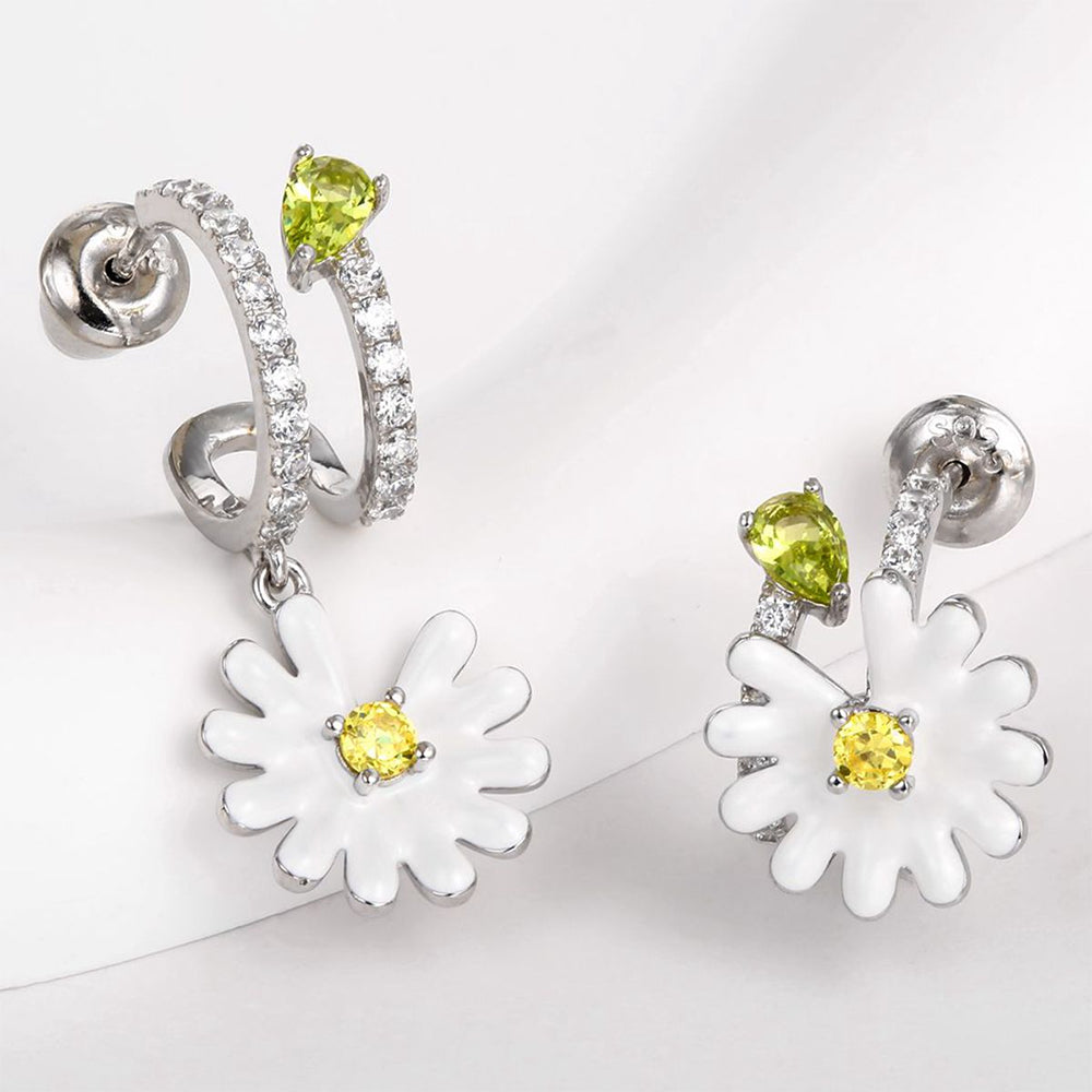 Pozlacené Slitinové Náušnice s Bílým Emporia® Křišťálem a se Žlutým Emporia® Křišťálem