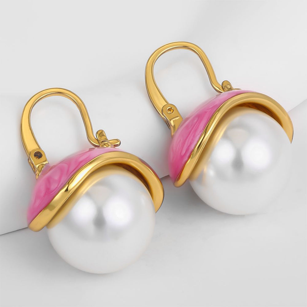 Pozlacené Slitinové Náušnice se Smaltem