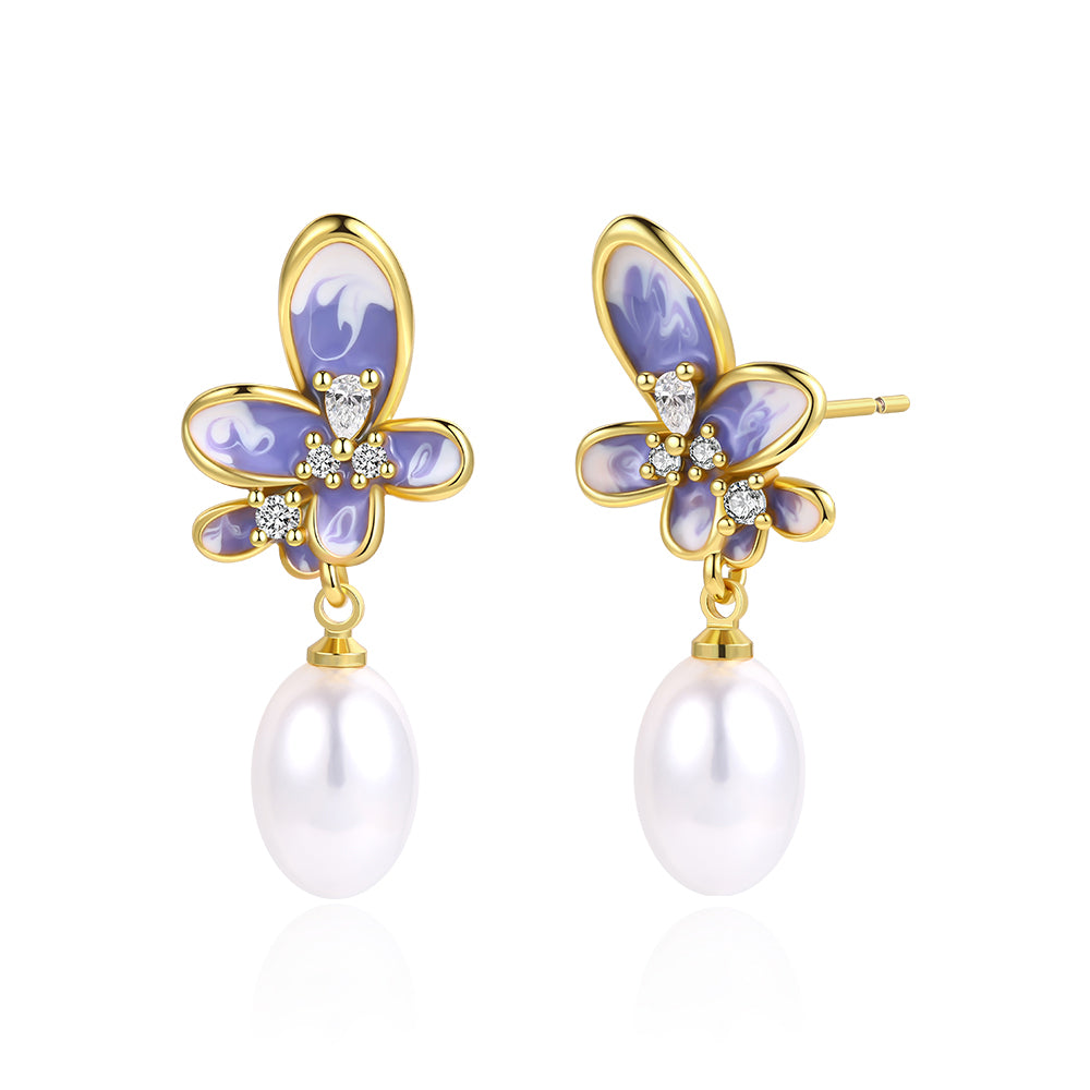 Pozlacené Slitinové Náušnice s Modrým Emporia® Křišťálem