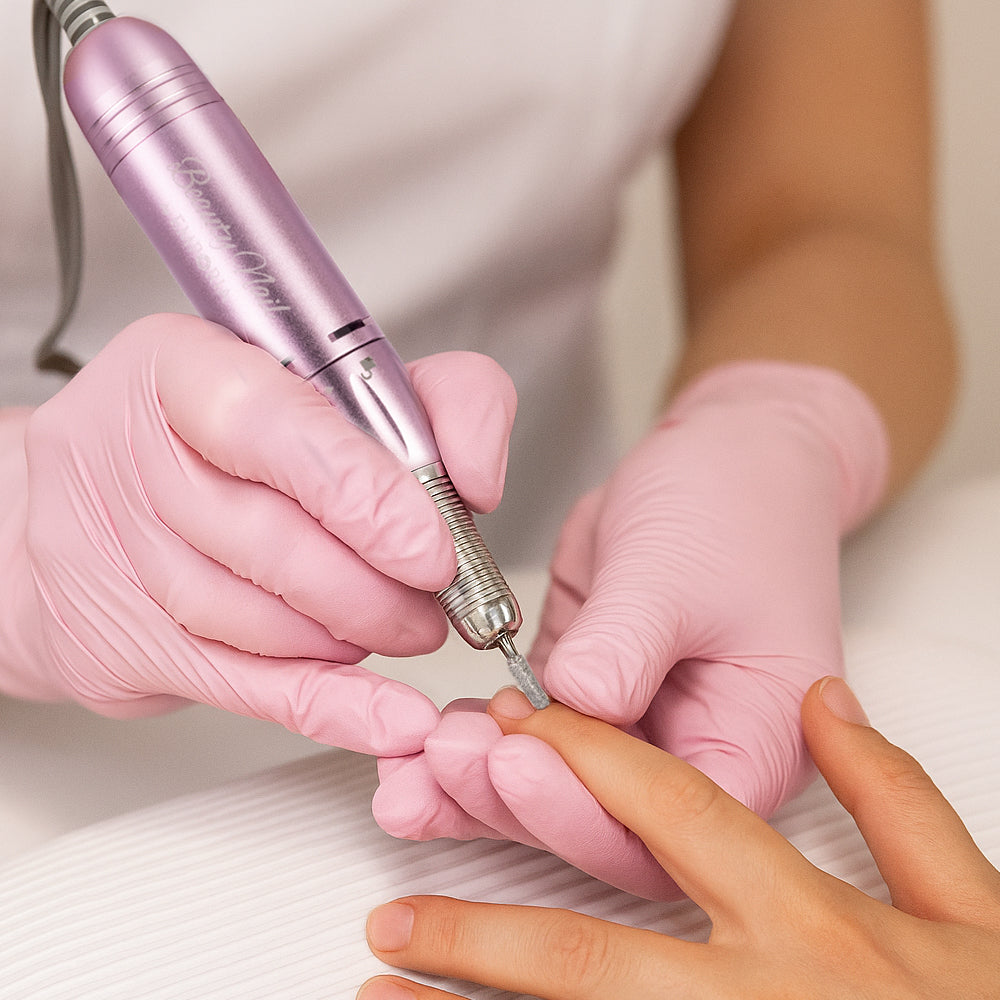 Profesionální pilník na nehty Emporia Beauty Nail s vyměnitelnými hlavicemi – růžový