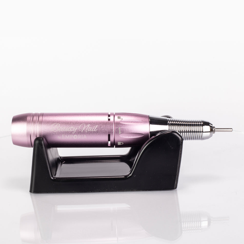 Profesionální pilník na nehty Emporia Beauty Nail s vyměnitelnými hlavicemi – růžový