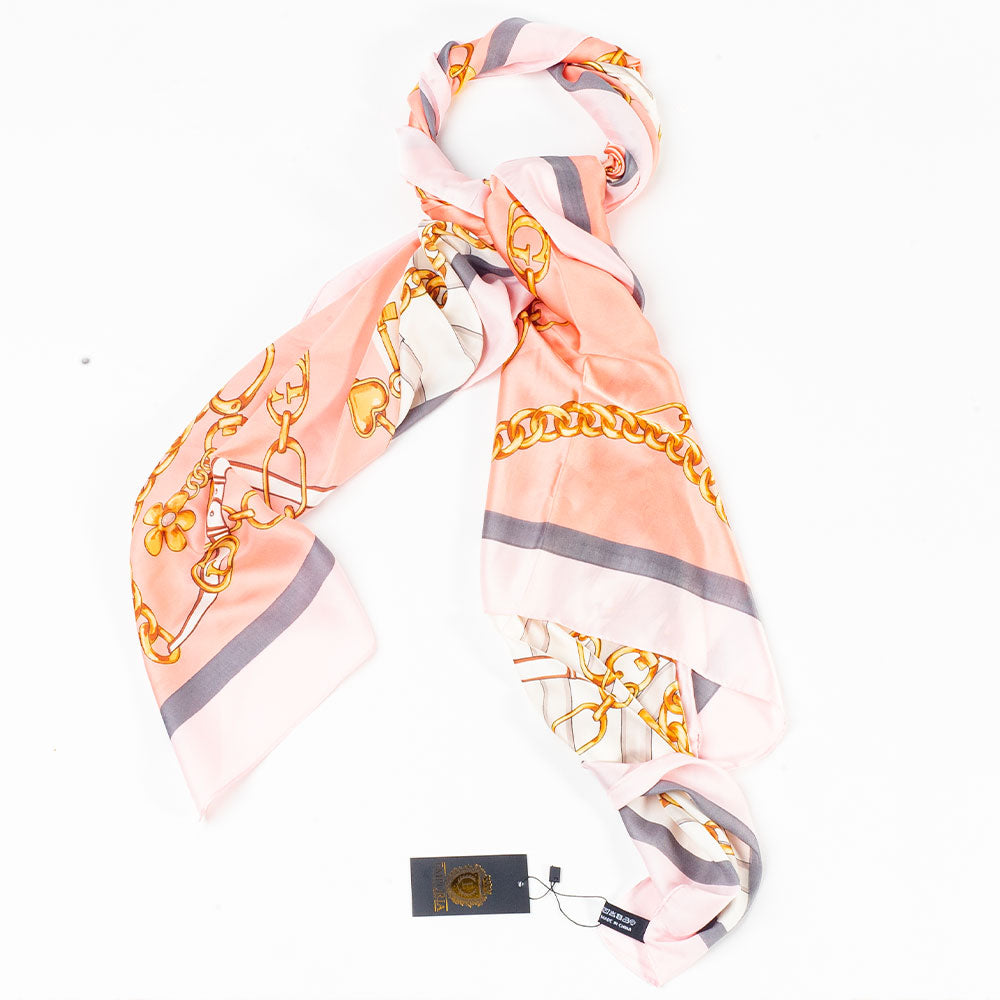 Královské řetězy, šála, 85 x 180 cm, Růžová, 100% veganské hedvábí