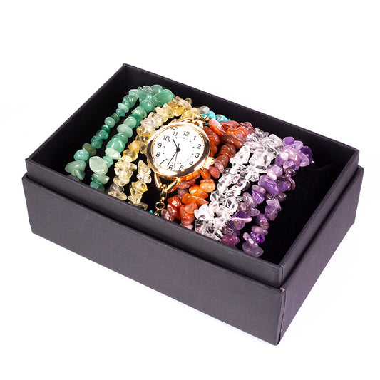 Pozlacená slitina - Hodinky s Tyrkysem a Ametystem - Karátové číslo: 537. přibližná hmotnost: 170 gramů ( Náramek )