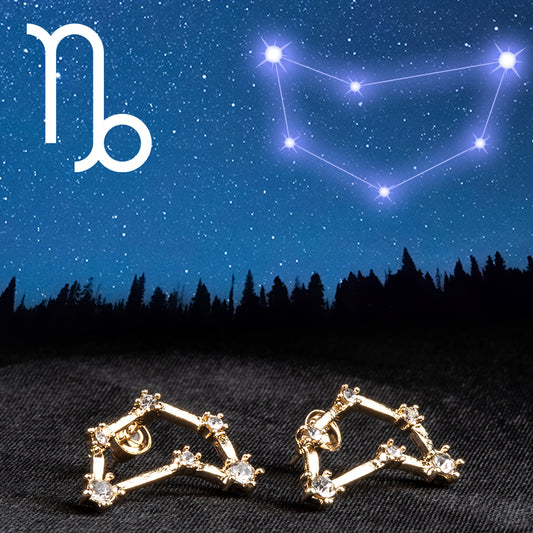 Kozoroh Pozlacené Slitinové Náušnice s Bílým Emporia® Křišťálem