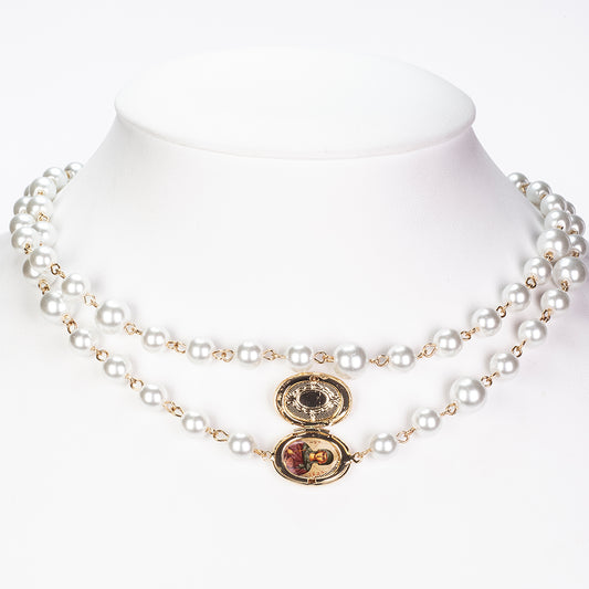 Pozlacená slitina - Náhrdelník se Skleněná Perla přibližná hmotnost: 53.33 gramů