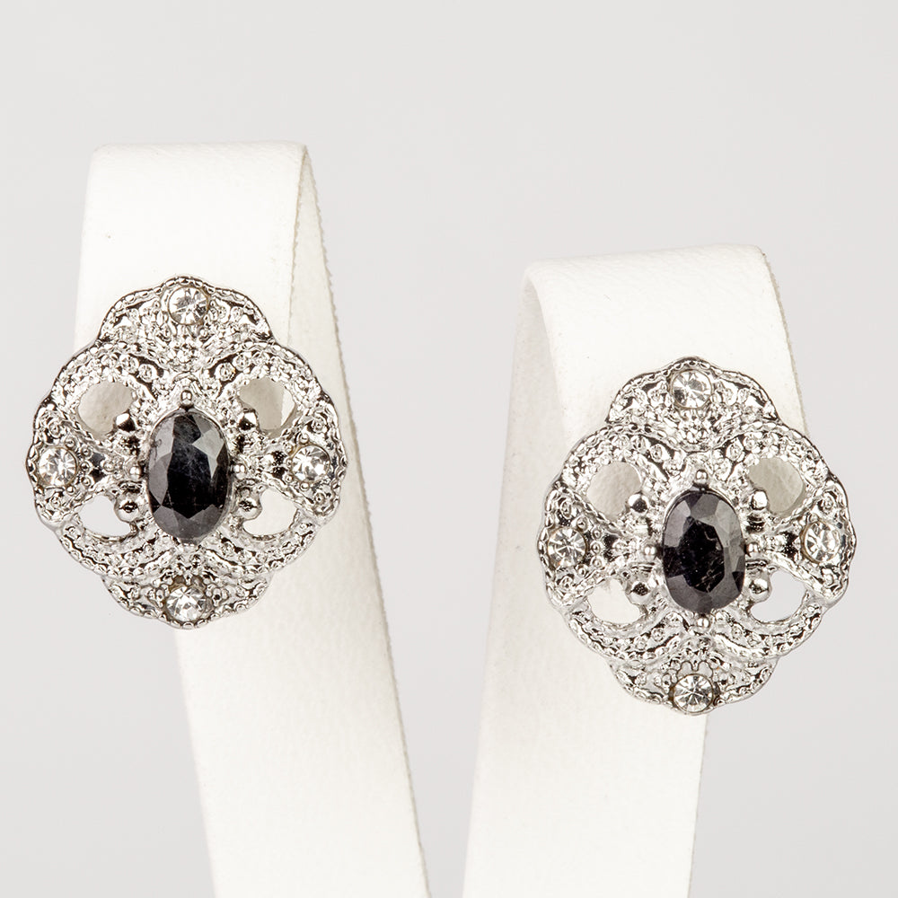 Pozlacená Slitinová Sada se Safírem a Bílým Emporia® Křišťálem ( Náhrdelník+Náušnice+Přívěsek )