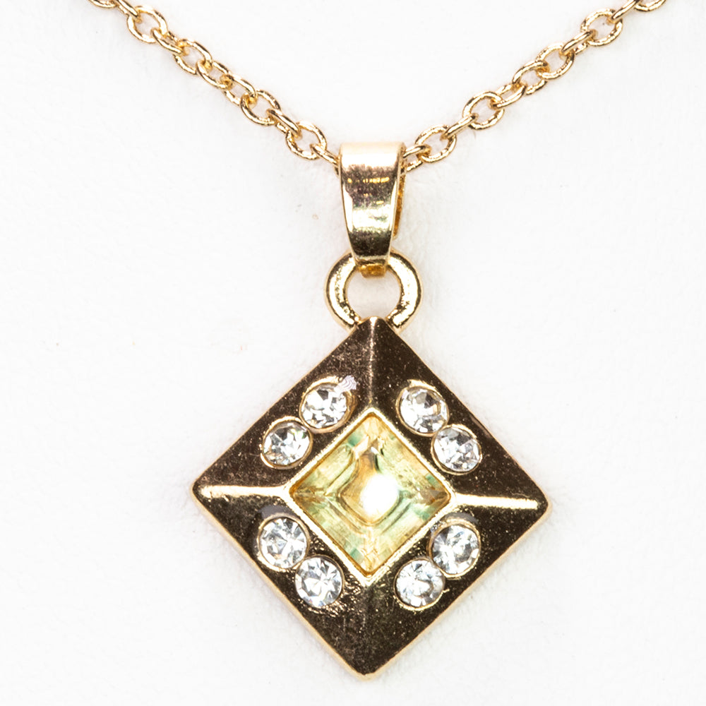 Pozlacený Slitinový Náhrdelník s Citrínem a Bílým Emporia® Křišťálem ( Náhrdelník+Přívěsek )