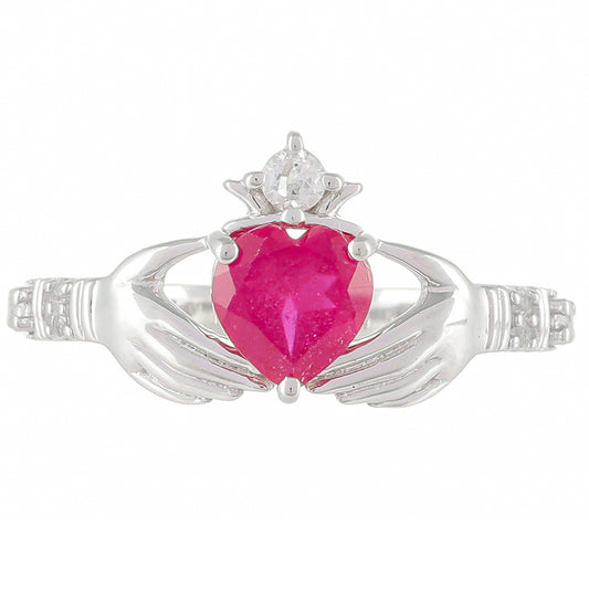 Stříbro 925/1000 - Prsten s Thajským Rubínem a Bílým Topazem - Karátové číslo: 1.67. přibližná hmotnost: 5.67 gramů