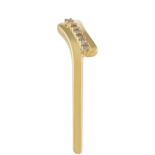 Pozlacené Stříbro 925/1000 - Prsten s Champagne Diamantem - Karátové číslo: 0.04. přibližná hmotnost: 1.88 gramů