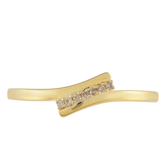 Pozlacené Stříbro 925/1000 - Prsten s Champagne Diamantem - Karátové číslo: 0.04. přibližná hmotnost: 1.88 gramů