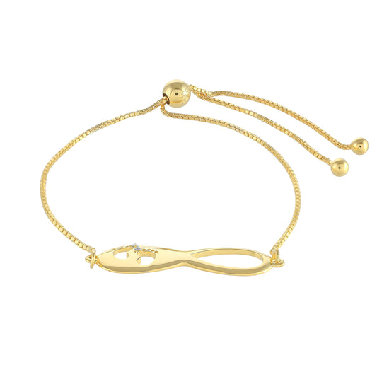 Pozlacené Stříbro 925/1000 - Náramek s Bílým Diamantem - Karátové číslo: 0.01. přibližná hmotnost: 3.8 gramů