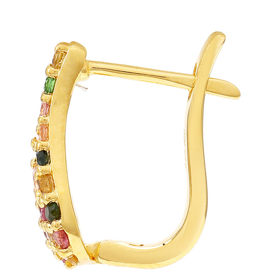 Pozlacené Stříbro 925/1000 - Náušnice s Duhovým Turmalínem z Pelmadulla - Karátové číslo: 0.77. přibližná hmotnost: 2.56 gramů