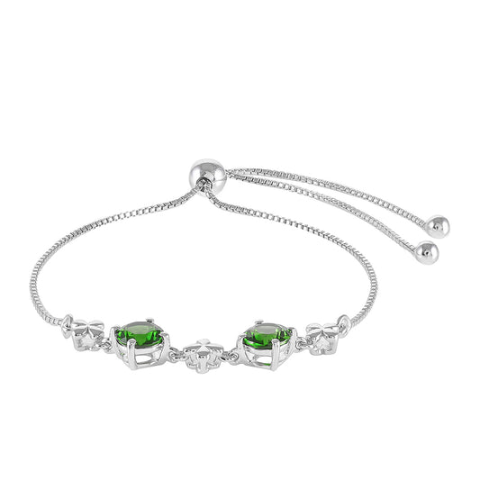 Stříbro 925/1000 - Náramek s Chromovým Diopsidem - Karátové číslo: 1.68. přibližná hmotnost: 3.93 gramů
