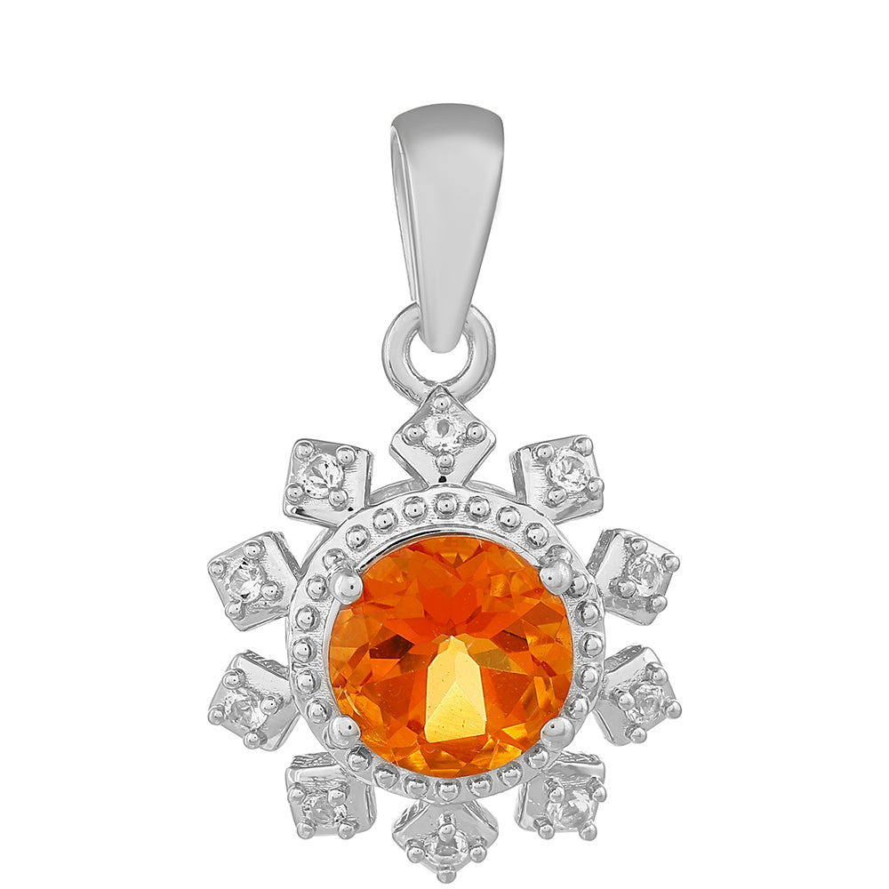 Stříbrný Přívěsek s Padparadscha Křemenem a Bílým Topazem