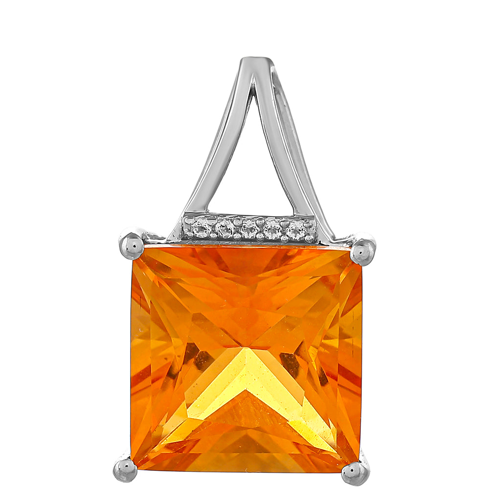 Stříbrný Přívěsek s Padparadscha Křemenem a Bílým Topazem