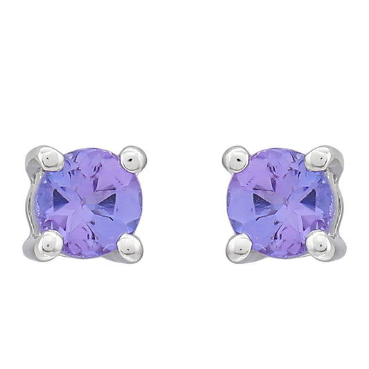 Stříbro 925/1000 - Náušnice s AAA Tanzanitem - Karátové číslo: 0.23. přibližná hmotnost: 0.71 gramů