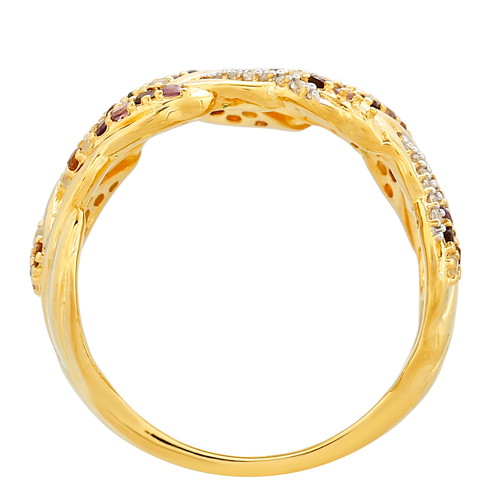 Pozlacený Stříbrný Prsten s Ametystem a Citrínem z Madeiry