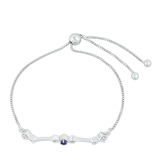 Stříbro 925/1000 - Náramek s Thajským Safírem a Bílým Topazem - Karátové číslo: 0.26. přibližná hmotnost: 4.14 gramů