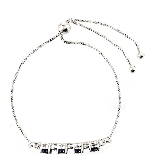 Stříbrný Náramek s Thajským Safírem a Bílým Topazem