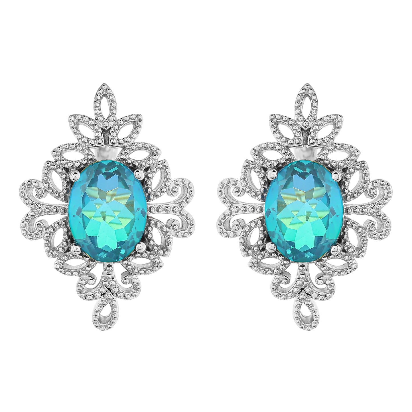 Stříbro 925/1000 - Náušnice s Pavím Křemenem - Karátové číslo: 3.92. přibližná hmotnost: 4.84 gramů