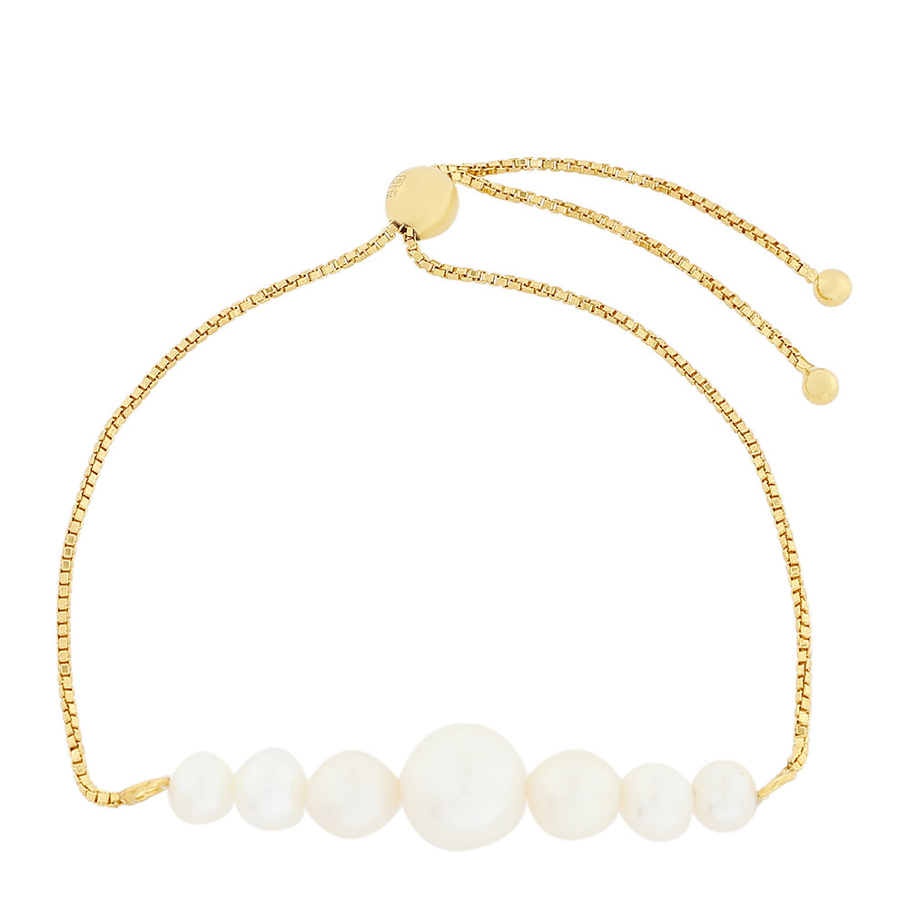 Pozlacené Stříbro 925/1000 - Náramek s Barokní Sladkovodní Kultivovanou Perlou - Karátové číslo: 16.52. přibližná hmotnost: 5.23 gramů