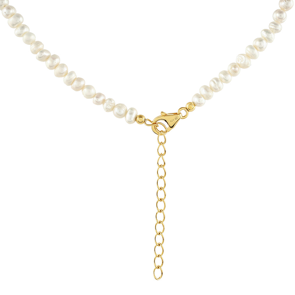 Pozlacené Stříbro 925/1000 - Náhrdelník s Barokní Sladkovodní Kultivovanou Perlou - Karátové číslo: 131.75. přibližná hmotnost: 27.63 gramů