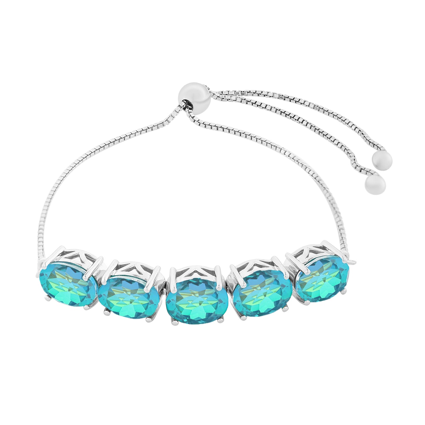 Stříbro 925/1000 - Náramek s Pavím Křemenem - Karátové číslo: 9.8. přibližná hmotnost: 7.31 gramů