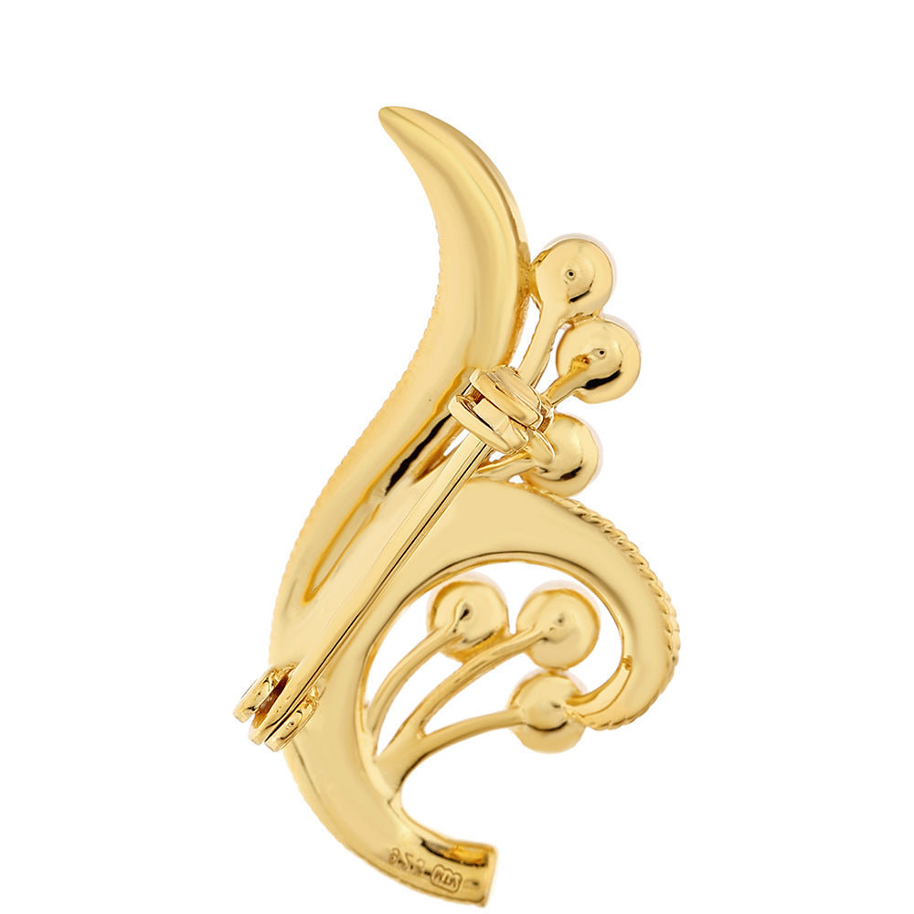 Pozlacené Stříbro 925/1000 - Brož s Barokní Sladkovodní Kultivovanou Perlou - Karátové číslo: 1.44. přibližná hmotnost: 3.23 gramů