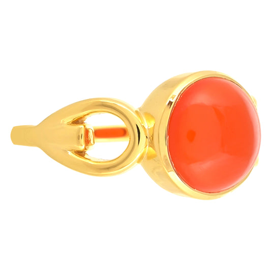 Pozlacené Stříbro 925/1000 - Prsten s Karneolem - Karátové číslo: 3.73. přibližná hmotnost: 3.75 gramů