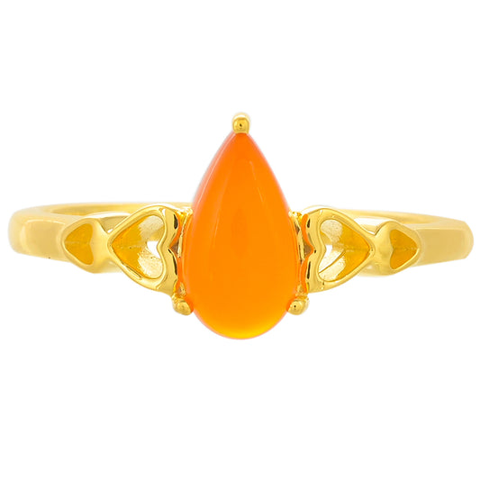 Pozlacené Stříbro 925/1000 - Prsten s Karneolem - Karátové číslo: 1.01. přibližná hmotnost: 2.28 gramů