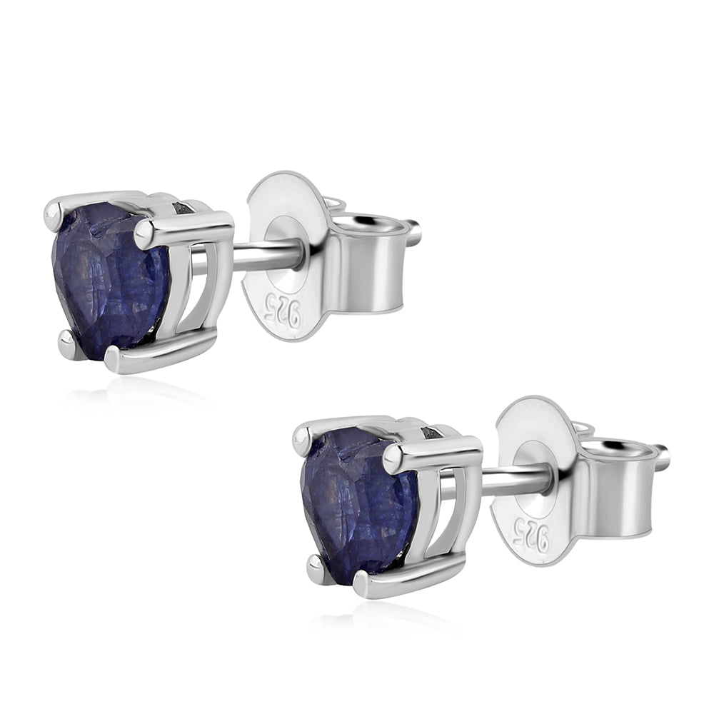 925 / 1000 Sterlingové Stříbro Náušnice s Modrým Safírem