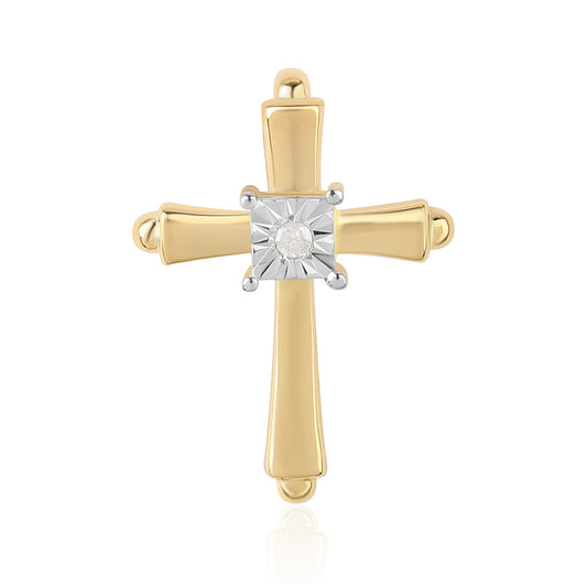 Kříž Pozlacený 925 / 1000 Sterlingové Stříbro Přívěsek s Bílým Diamantem