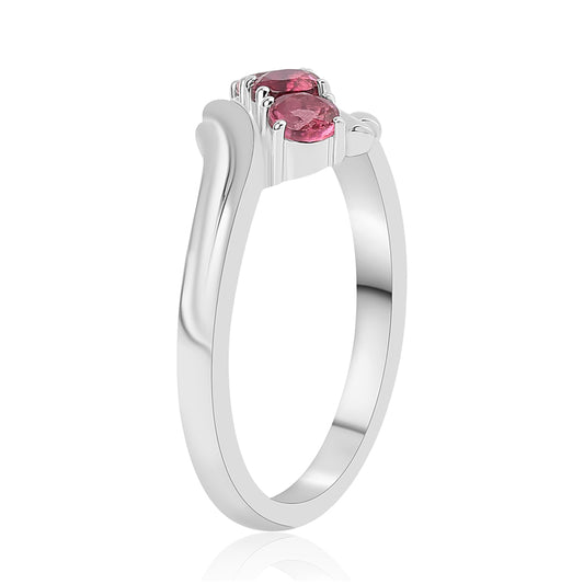 Stříbro 925/1000 - Prsten s Cruizero Rubelitem - Karátové číslo: 0.75. přibližná hmotnost: 3.08 gramů