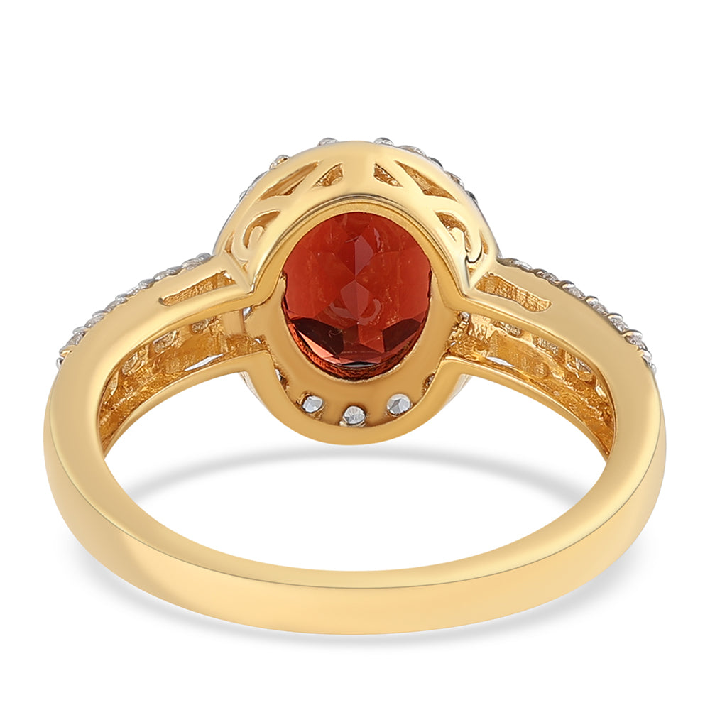 Pozlacený Stříbrný Prsten s Bartonským Granátem a Bílým Topazem