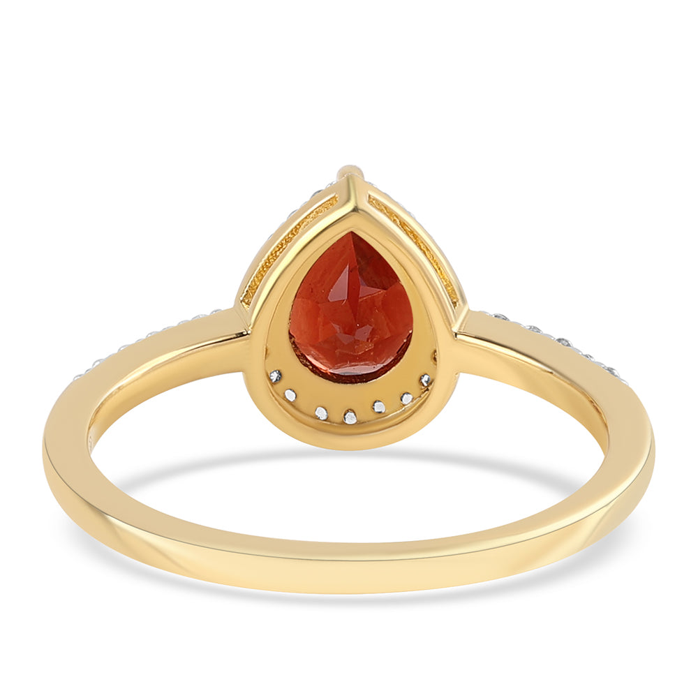 Pozlacený Stříbrný Prsten s Bartonským Granátem a Bílým Topazem