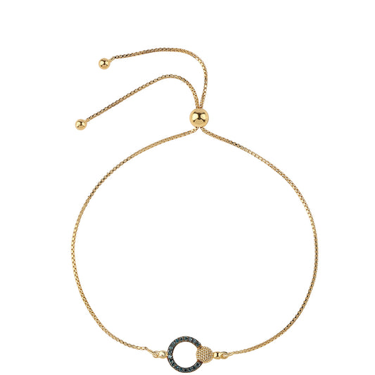 Pozlacený Stříbrný Náramek s Modrým Diamantem