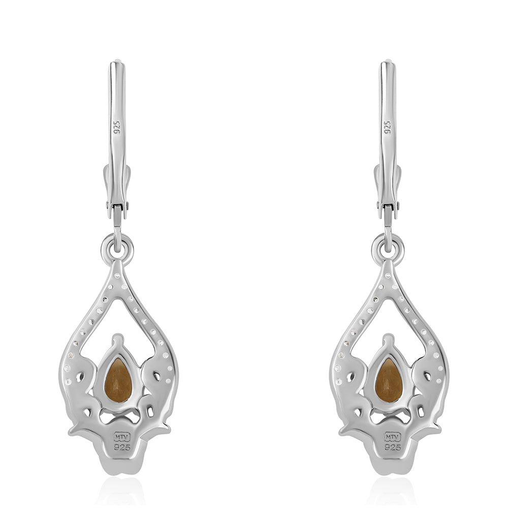 925 / 1000 Sterlingové Stříbro Náušnice s Citrínem a Bílým Topazem
