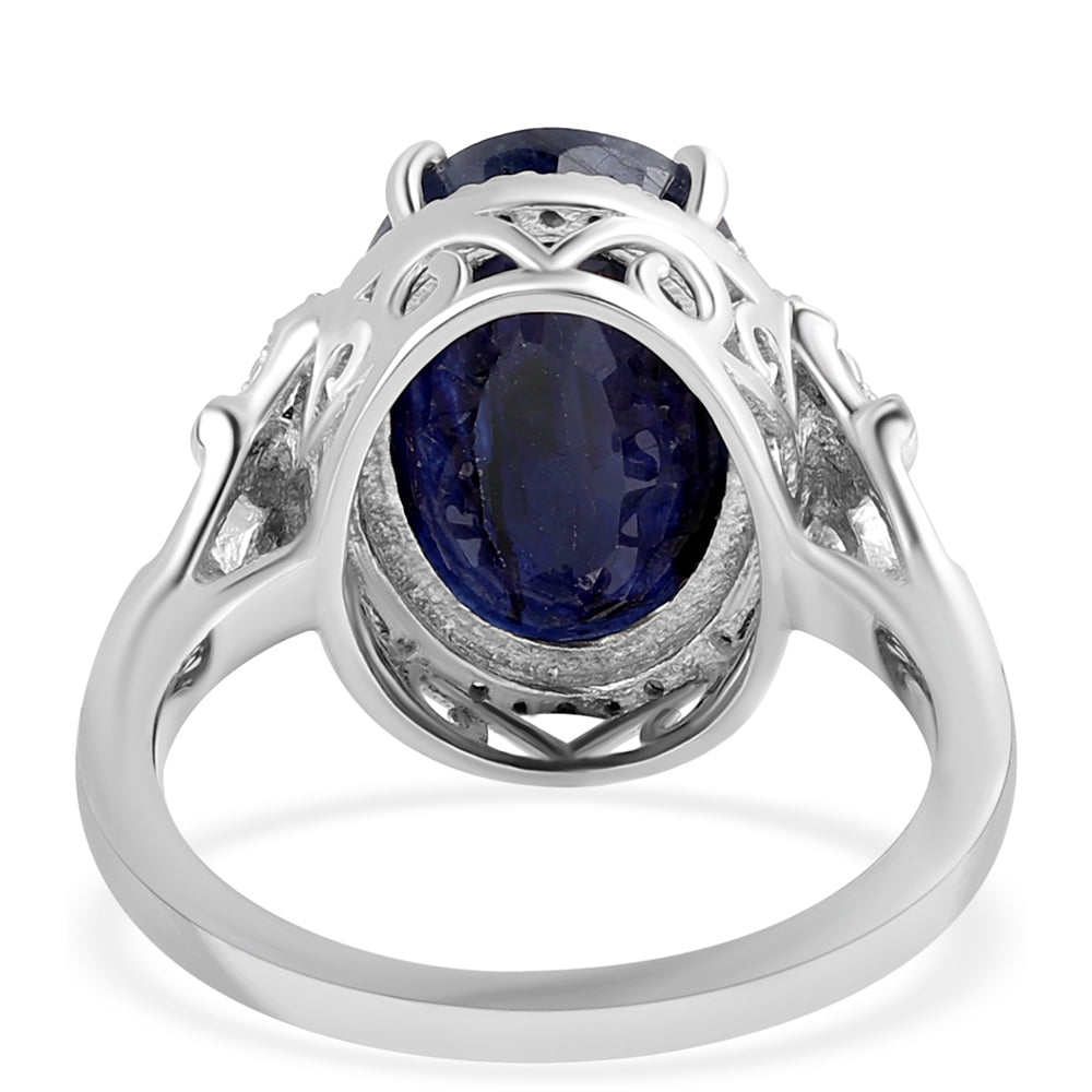 925 / 1000 Sterlingové Stříbro Prsten s Australským Modrým Safírem a Bílým Topazem