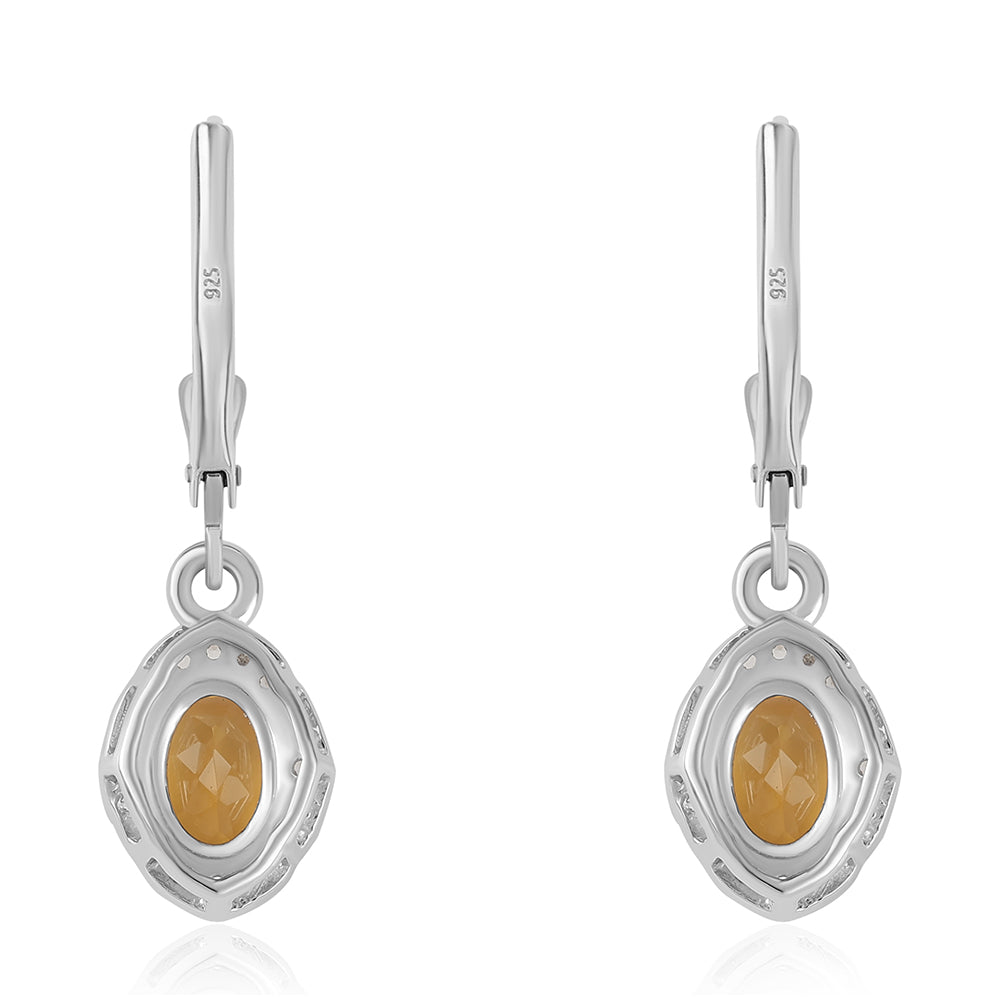 925 / 1000 Sterlingové Stříbro Náušnice s Citrínem a Bílým Topazem