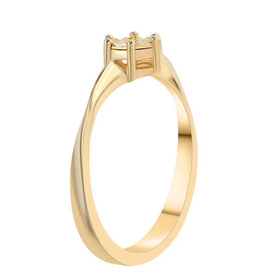 Pozlacené Stříbro 925/1000 - Prsten se Zeleným Diamantem - Karátové číslo: 0.01. přibližná hmotnost: 2.32 gramů