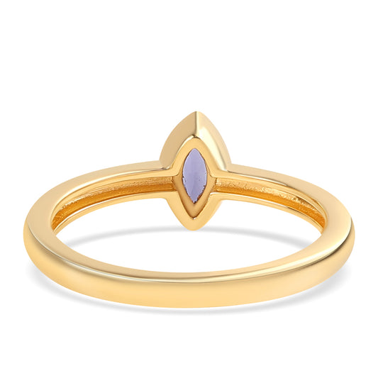 Pozlacené Stříbro 925/1000 - Prsten s Iolitem - Karátové číslo: 0.2. přibližná hmotnost: 1.95 gramů